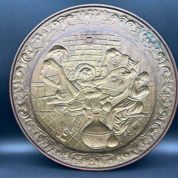 Vtg Decorative Brass Musical Themed Wall Hanging - Made in England - Picture 2 of 9